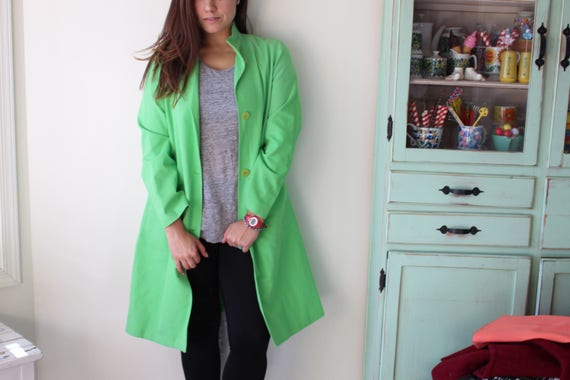 Vintage Lime Green Cotton Blazer: Mod Style Jacke… - image 5