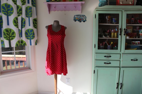 1980s RED Polka Dot Dress....size medium. mod. re… - image 2