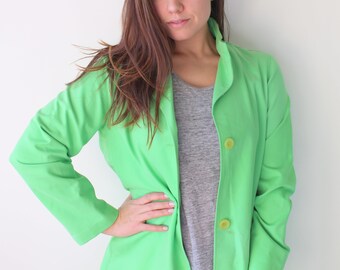Blazer vintage de algodón verde lima: chaqueta estilo mod (M/L)