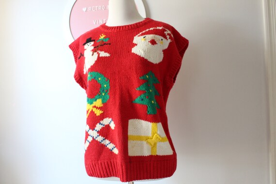 1960s Vintage CHRISTMAS SWEATER Vest....small wom… - image 4