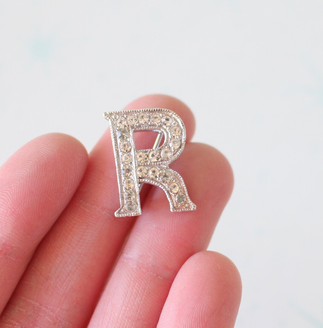 Vintage Silver Letter R Brooch: 1970s Glam Costume Jewelry - Etsy