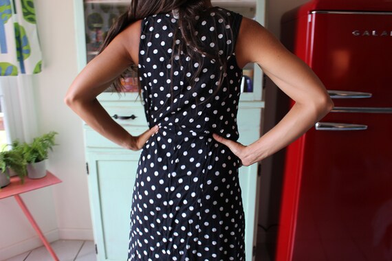 1980s POLKA DOTS Black and White Day Dress....siz… - image 6