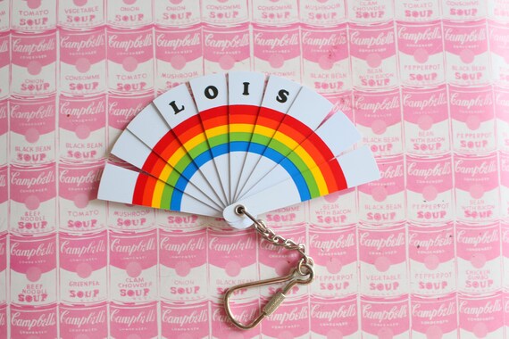 1980s RAINBOW Name LOIS Fan Keychain....red. yell… - image 1