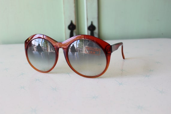 1970s Vintage Red Big Mod Sunglasses. retro. colo… - image 3