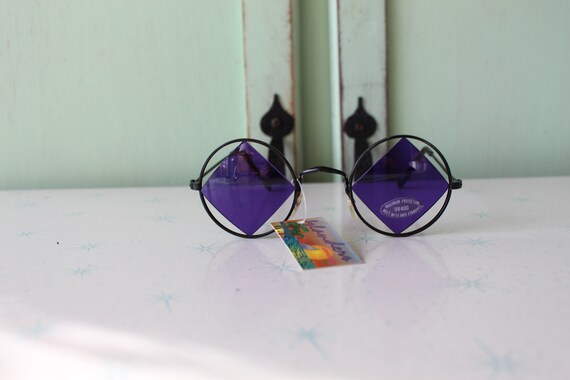 1980s Triangle Purple Black Sunnies....specs. NOS… - image 2