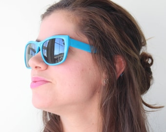 1970s Blaue Sonnenbrille: Große Linse, Mod Style, Deadstock