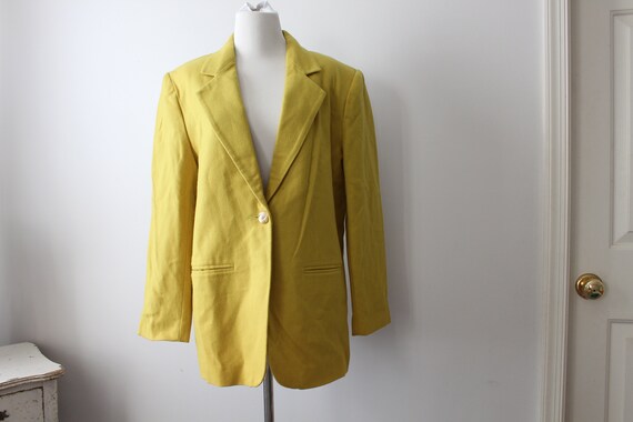 Vintage GREEN Yellow Blazer Jacket.....size large… - image 6