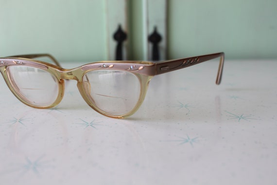 Vintage 1950s Cat Eye Glasses: Bronze Winged Eyew… - image 5