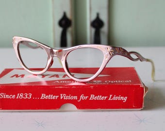 Vintage 1950’s American Optical cat eye glasses Vintage 50S 1950S Cat Eye Aluminum Eyeglass Frames American  main image 2