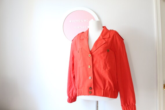 1980s Cherry Red Crop Coat..unisex. colorful. bri… - image 3