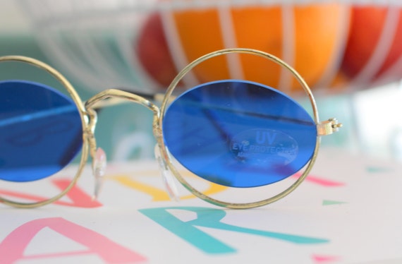 1980s LENNON EYEWEAR..specs. blue. librarian. squa