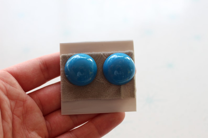 mod retro hipster nautical rad 1980s ROYAL BLUE Nos Studs....pierced ears 80s accessories wedding. striped urban blue earrings