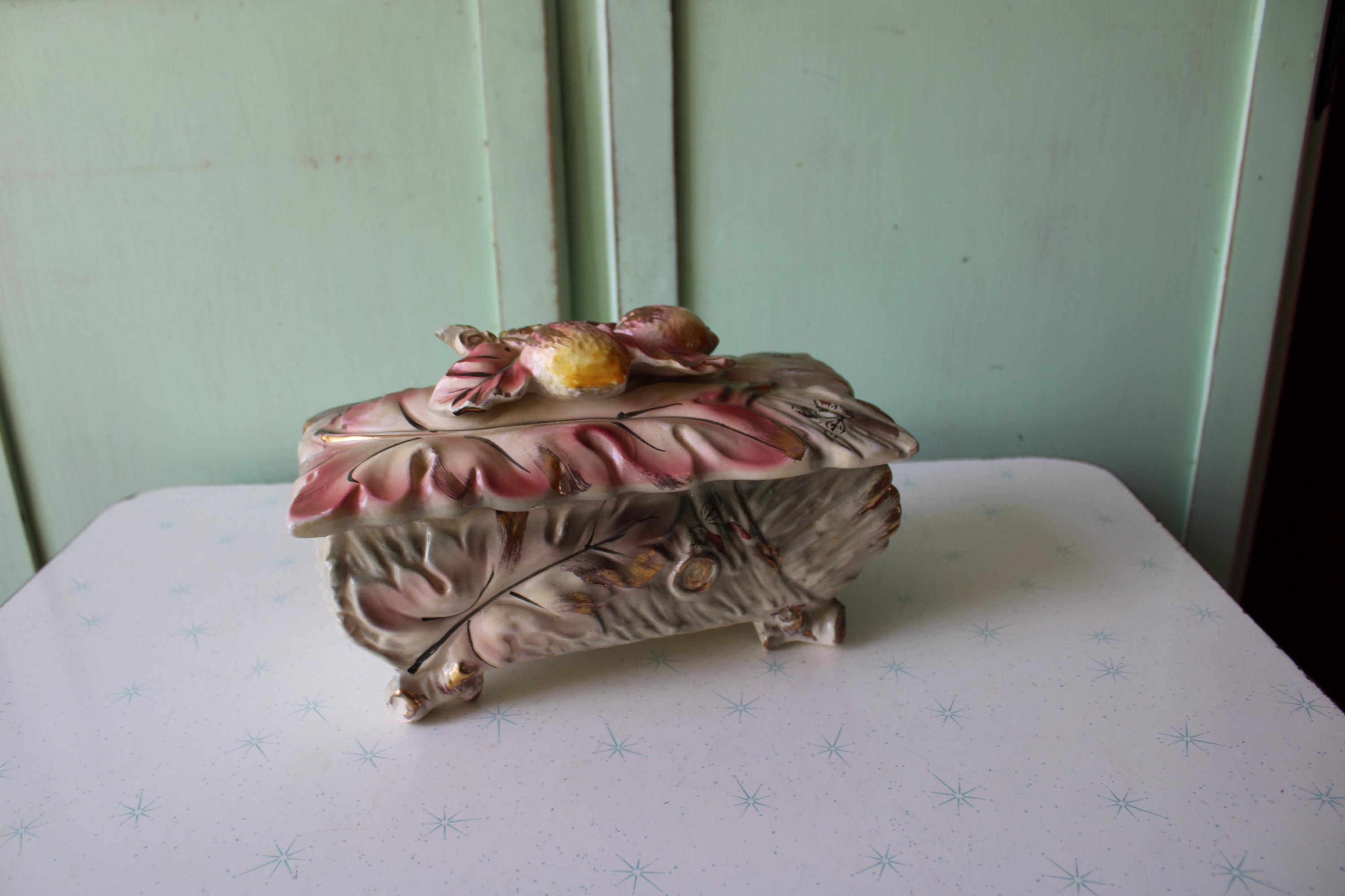 1960年代の花柄陶器瓶：ヴィンテージ日本製小物入れ - Etsy 日本