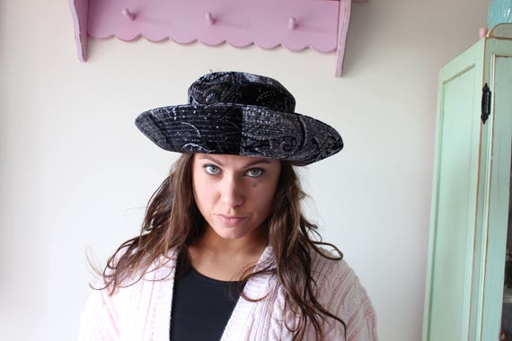 Vintage Floppy Hat...black hat. church. designer.… - image 2