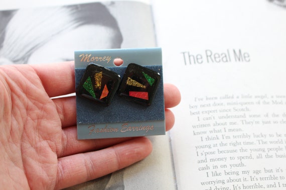 1980s GLAM NOS Earrings...rainbow. retro. kitsch.… - image 4