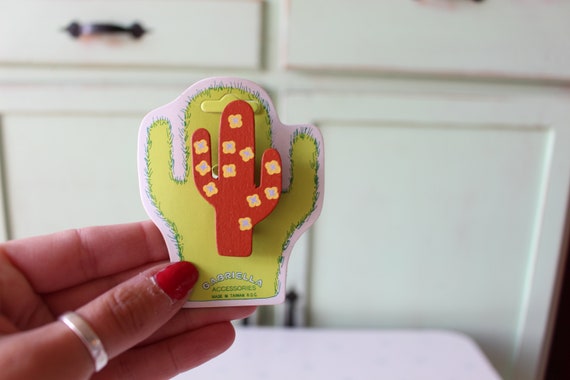 1980s Vintage CACTUS Pin BROOCH.new old stock. wo… - image 3