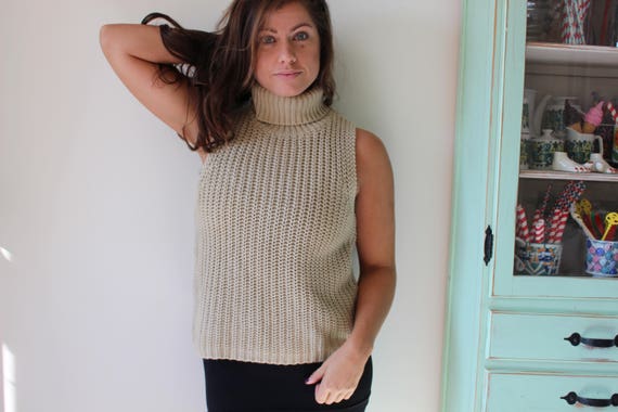 Vintage Nude TAN Knit Boho Slouchy Retro Sweater.… - image 2