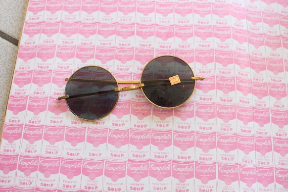 1970s Golden Round Lens Sunglasses..retro sunglas… - image 1