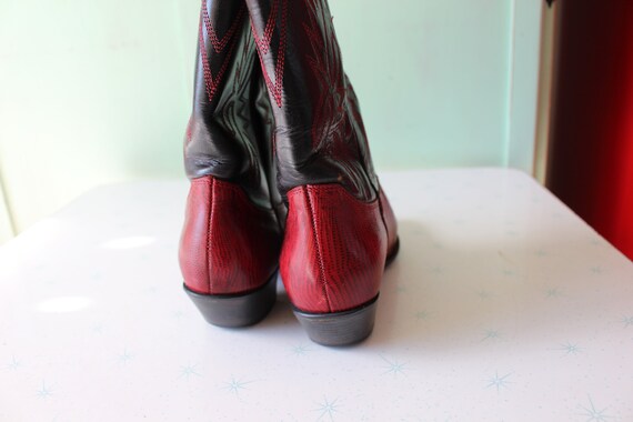 Vintage COWBOY Boots...size 6....texas. cranberry… - image 5