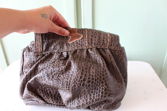 Vintage 1980s Leather Shoulder Bag: Aztec Boho Fr… - image 3