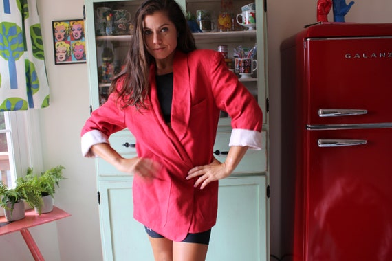 Vintage CHERRY RED Blazer Jacket...size medium...… - image 4