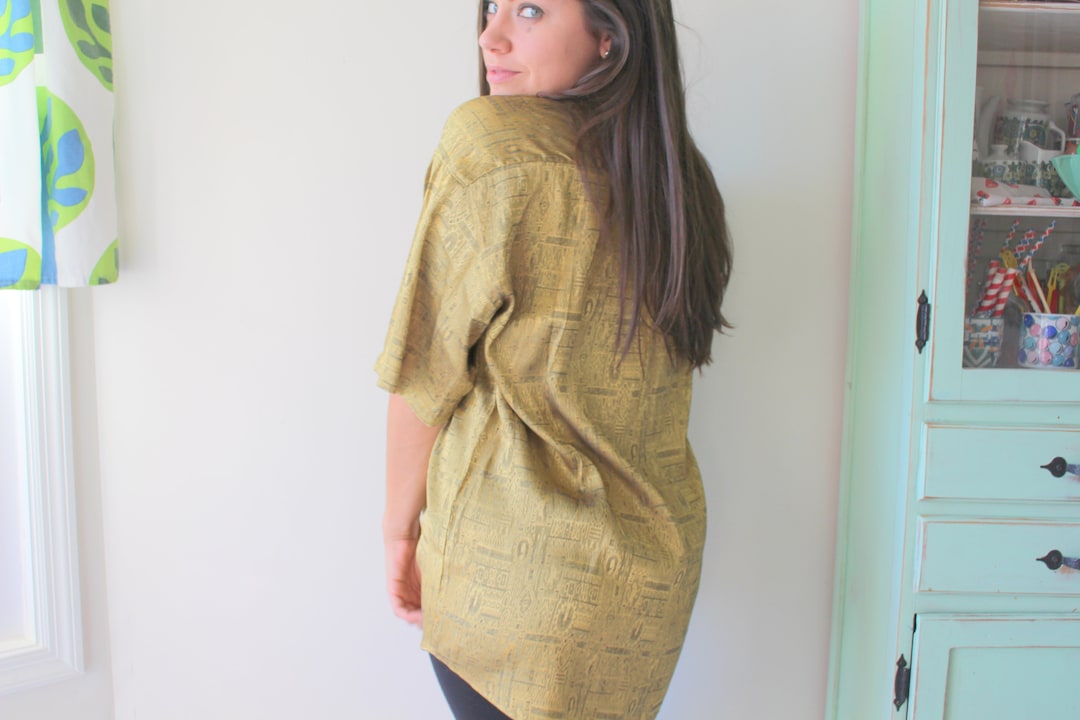 Vintage Yellow Mustard Mens Button Down.....costume. Blouse. Womens