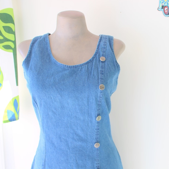 Vintage ACID WASH Sleeveless Dress...retro. blue j