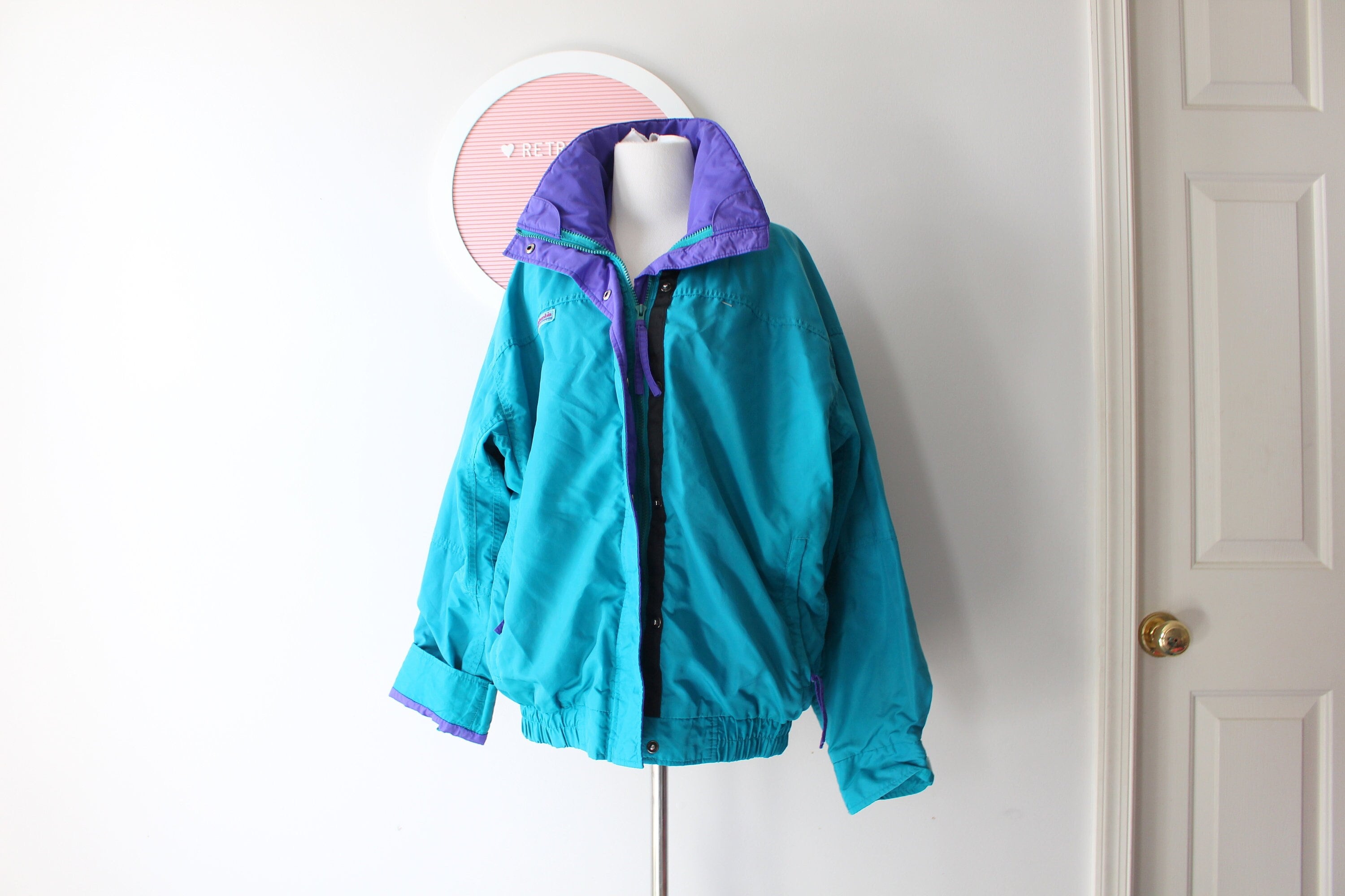 Vintage 90s Columbia Nylon Jacket: Teal & Purple Unisex Sportswear 