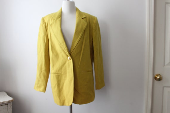 Vintage GREEN Yellow Blazer Jacket.....size large… - image 2