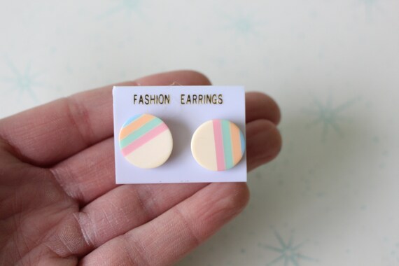 1970s Vintage RAINBOW Earrings...retro. bright. g… - image 2