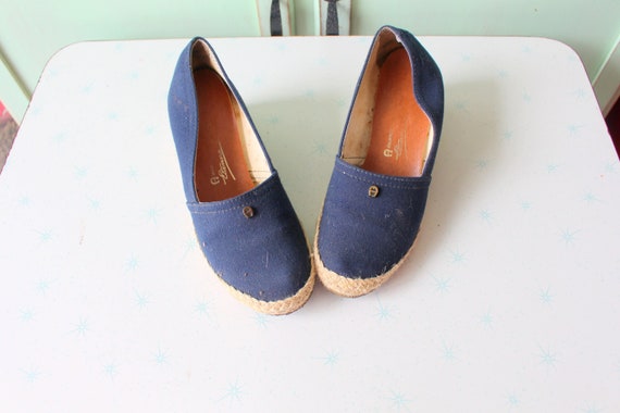 Vintage ETIENNE AIGNER Wedges Blue Shoes.....6.5 … - image 1