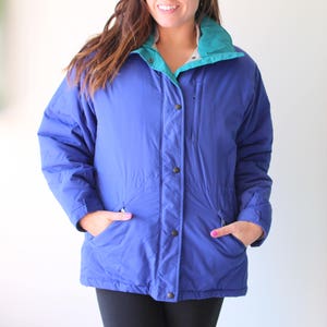 1980s L.L. Bean Nylon Winter Coat: Blue & Teal, Unisex