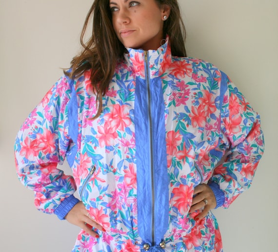 1980s FLOWER Jacket..size medium...90s. colorful.… - image 1