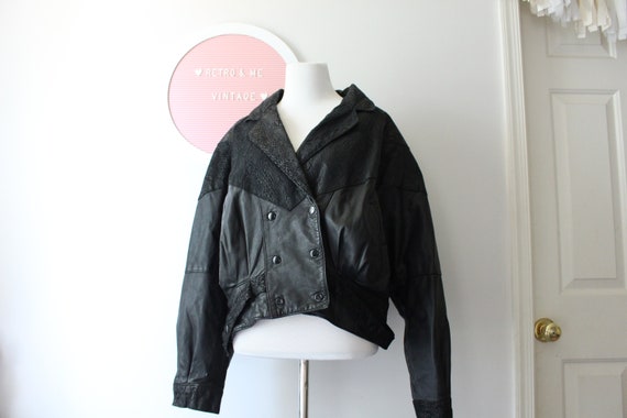 1980s BLACK LEATHER Biker Jacket......unisex. siz… - image 2