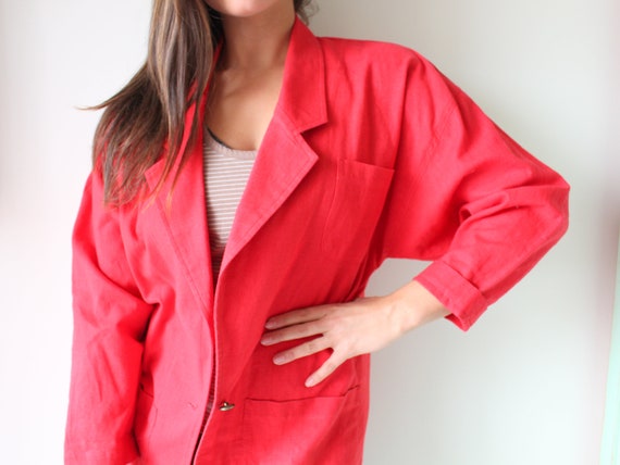 Vintage CHERRY RED Blazer Jacket....size large xl… - image 1