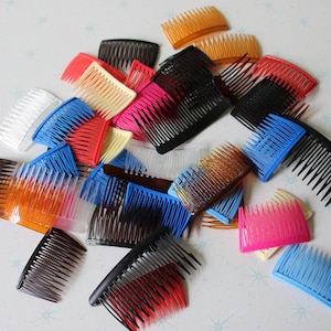 Vintage 80s Colorful Hair Comb Barrettes - Set of 6