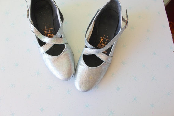 1980s Silver GLITTER Dance Flats...size 7 womens.… - image 1