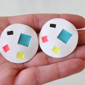 mod retro hipster nautical rad 1980s ROYAL BLUE Nos Studs....pierced ears 80s accessories wedding. striped urban blue earrings