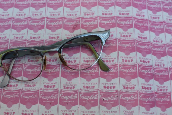 Vintage 1950s Cat Eye Glasses - Silver Frame Eyeg… - image 5