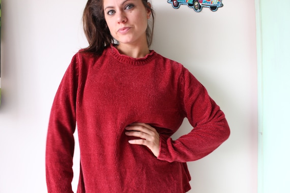 Vintage RED Sweater Pullover..medium. large. indi… - image 3