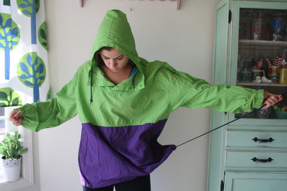90s GAP Color Block Raincoat: Vintage Lime Green … - image 2