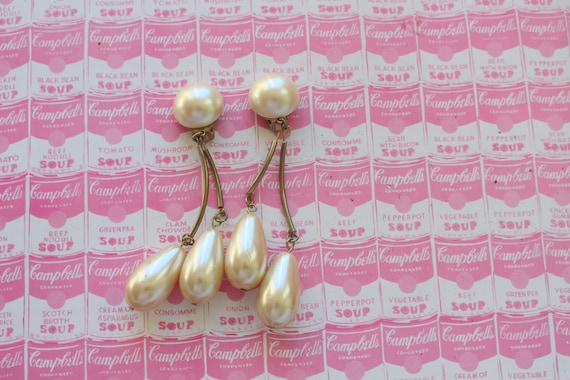 Vintage 1980s Beaded Dangle Earrings: Golden Glam