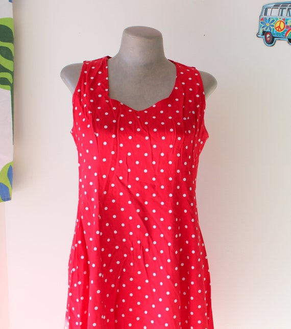 1980s RED Polka Dot Dress....size medium. mod. re… - image 1