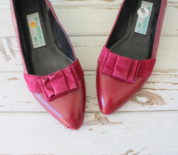 Vintage LIZ CLAIBORNE Red Leather Heels..size 8 wo