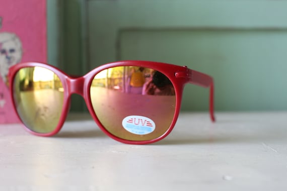 1970s 1980s Mirror RED Orange Sunglasses....big l… - image 5