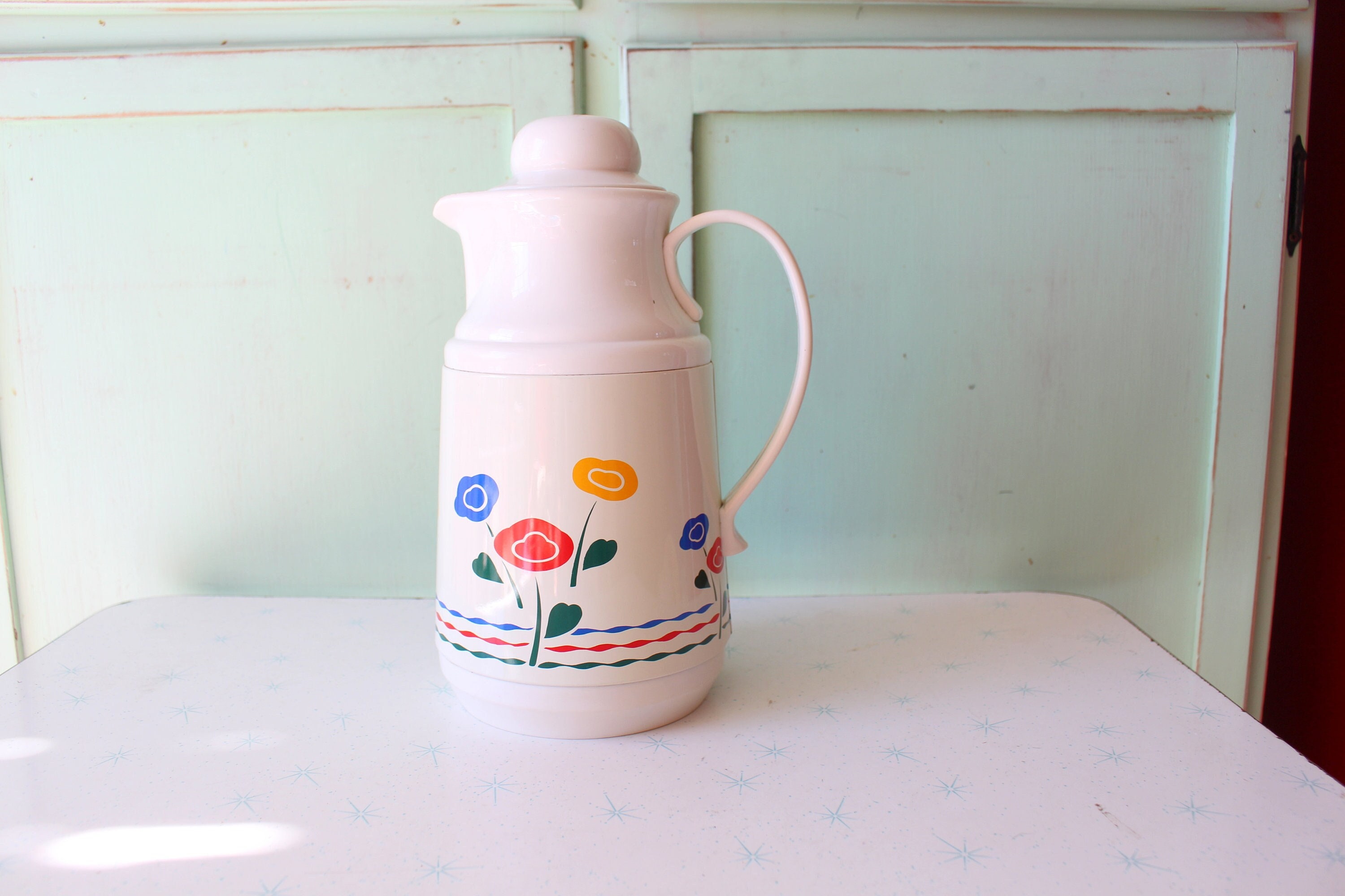 Vintage Dia Diamond Thermos, Hot Cold Drink Storage, 1960s/1970s, Orange  Flowers, Floral, Thermos With Pump 