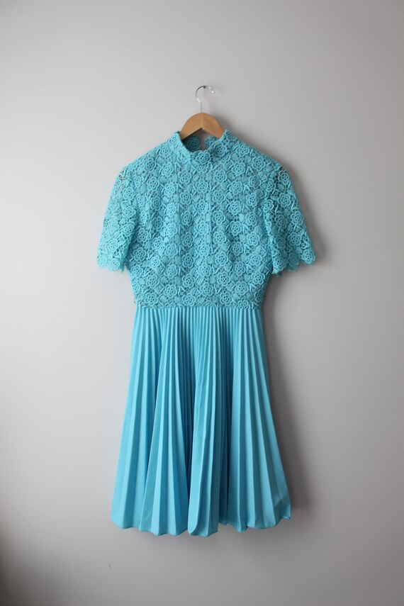 1960s BLUE Ruffled Dress...size small medium wome… - image 2