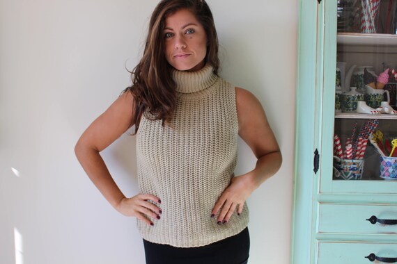 Vintage Nude TAN Knit Boho Slouchy Retro Sweater.… - image 3