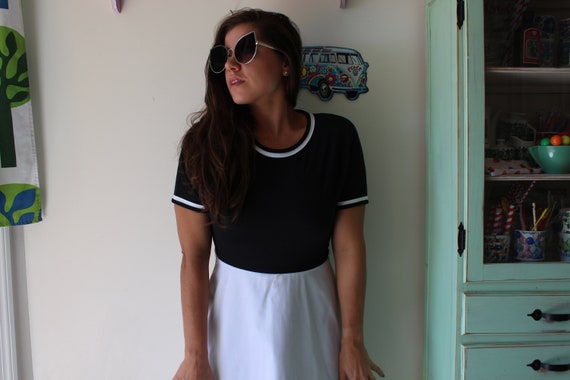 1980s Black and White Day Dress....size medium wo… - image 3
