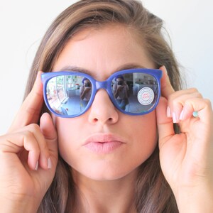 The MIRROR SUNGLASSES...shades. unisex. eyewear. retro. new old stock. boho. hipster. costume. retro. rad. blue sunglasses. vintage